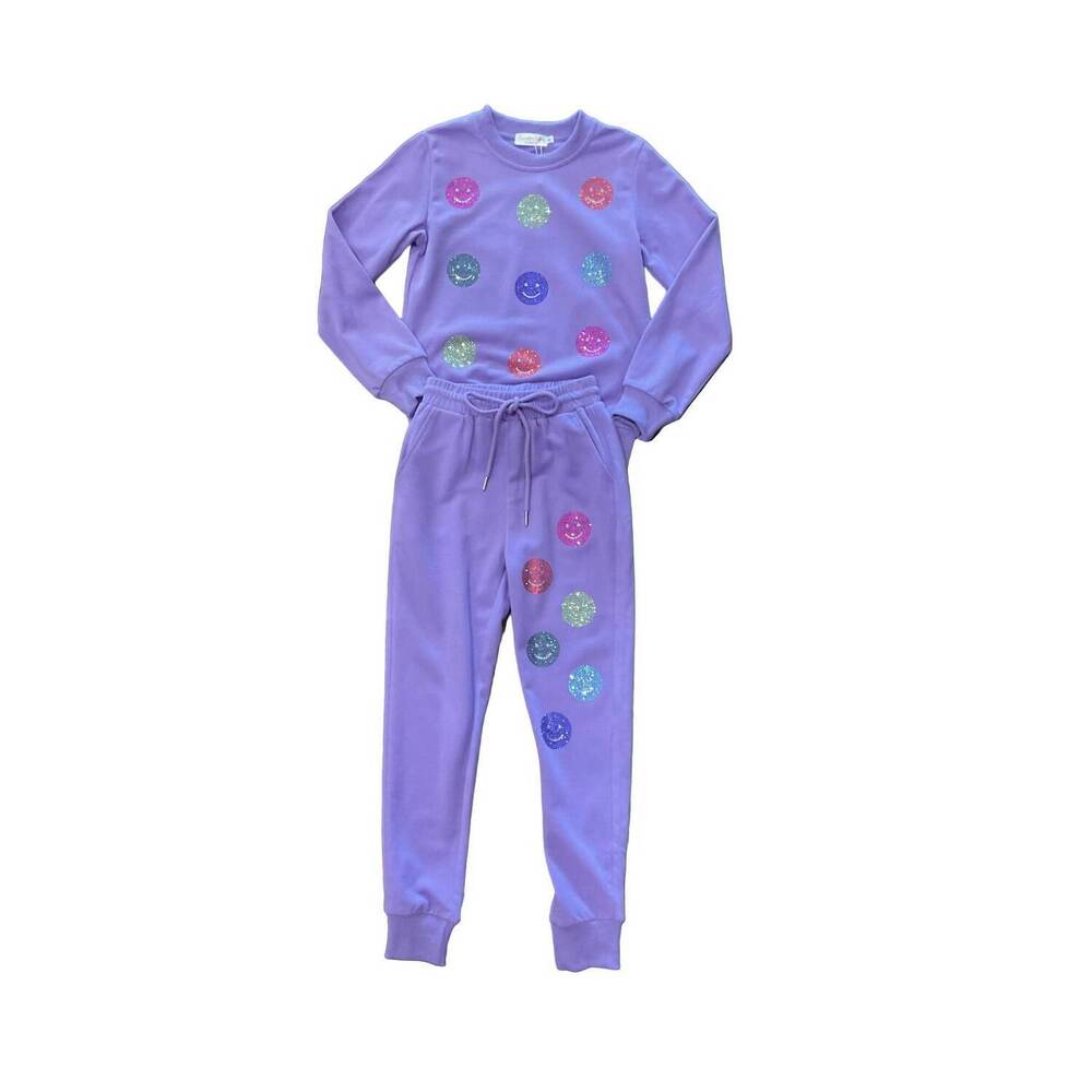 NEW TWEENSTYLE girl's sequin smiles set in purple